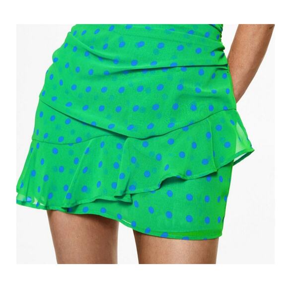 Mango Women's Ruffled Draped Skirt Polk a dot Small NWT - Picture 1 of 4